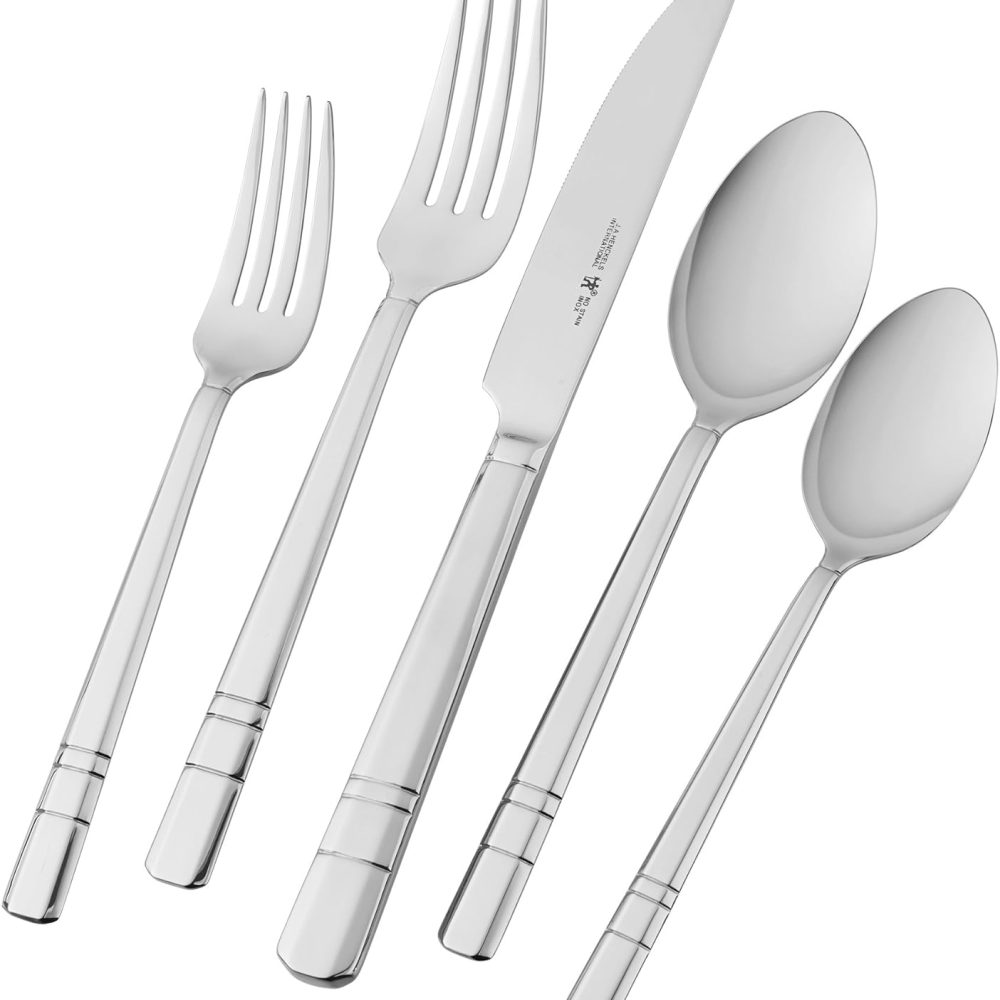 Henckels Madison Square 65-piece Flatware Set,18/10 Stainless Steel, Silver